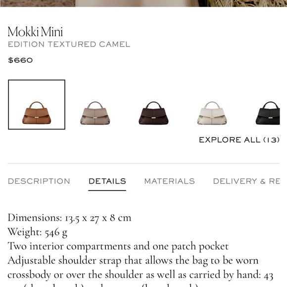 Polene Mokki Mini Textured Camel Shoulder Bag - Picture 4 of 12